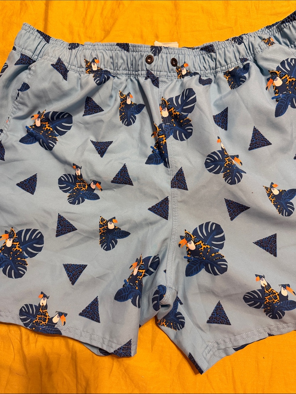 Oakley Light Blue Tropical Toucan Print Swim Trunks